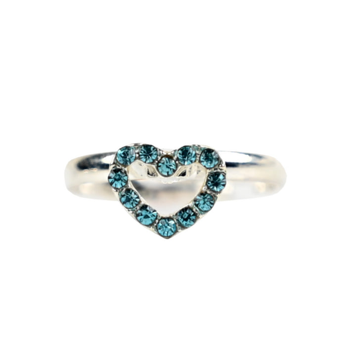 Busy Lizzie - Ring - Rhinestone - Heart - Aqua