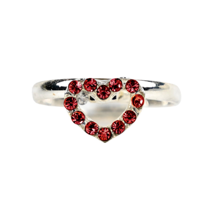 Busy Lizzie - Ring - Rhinestone - Heart - Raspberry