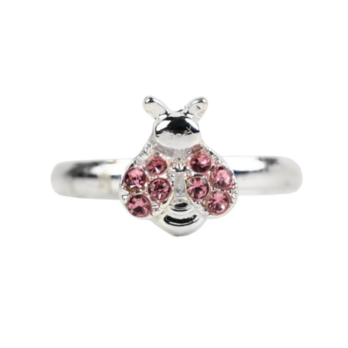 Busy Lizzie - Ring - Rhinestone - Ladybug - Pink