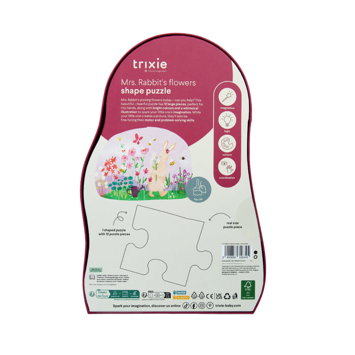 Trixie - Vormenpuzzel - Mrs. Rabbits bloemen - 12 stuks