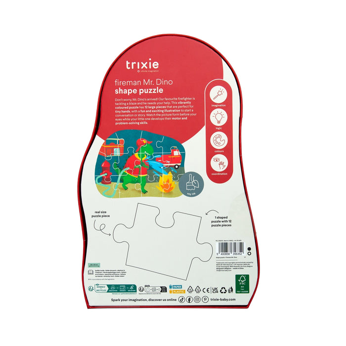 Trixie - Vormenpuzzel - Fireman mr. dino (12 stuks)