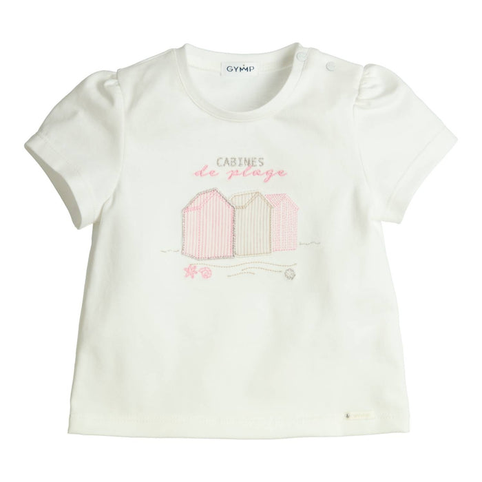Gymp - T-shirt Aerobic Cabines de plage - Off White-Pink