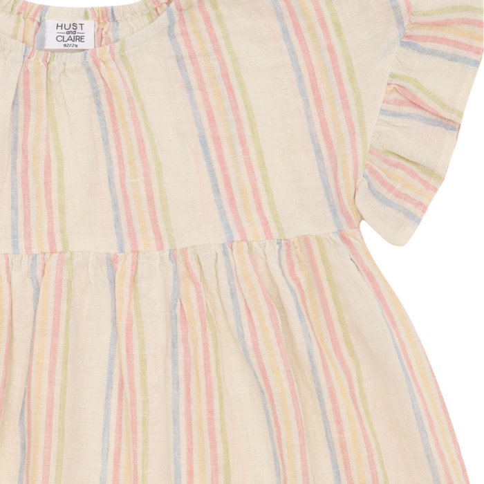 Hust & Claire - Dress Karoline Hello met rainbow streepjes