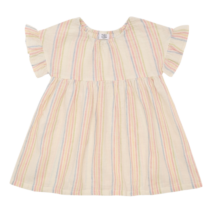 Hust & Claire - Dress Karoline Hello met rainbow streepjes