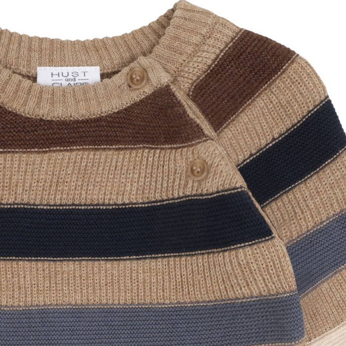 Hust and Claire - Babypakje zonder voetjes Mill Stripe - Biscuit