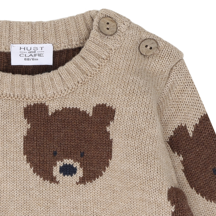 Hust and Claire - Sweater Pilou Bear - Beige Melange