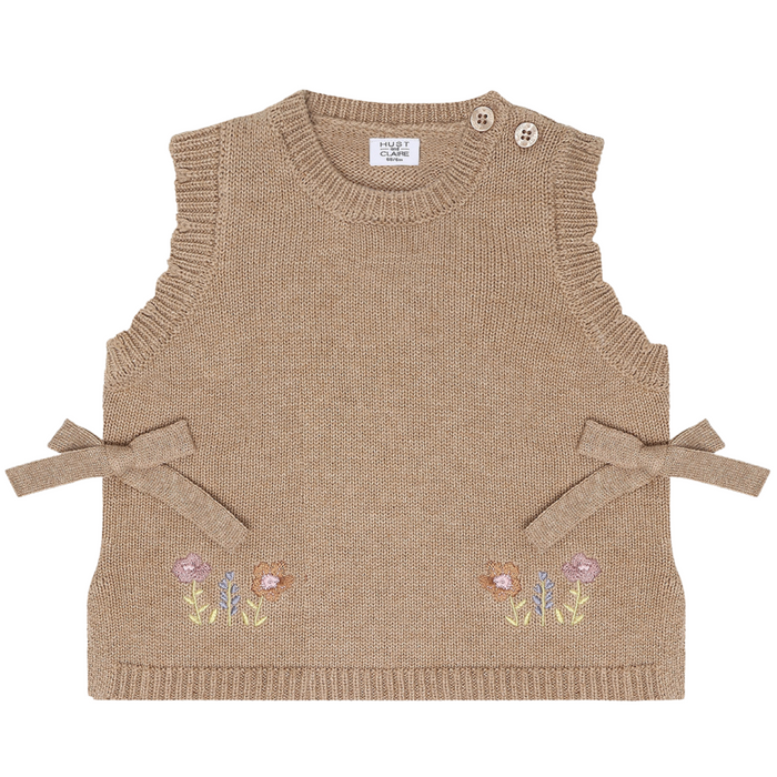 Hust and Claire - Mouwloze Gilet Nadine Garden - Biscuit