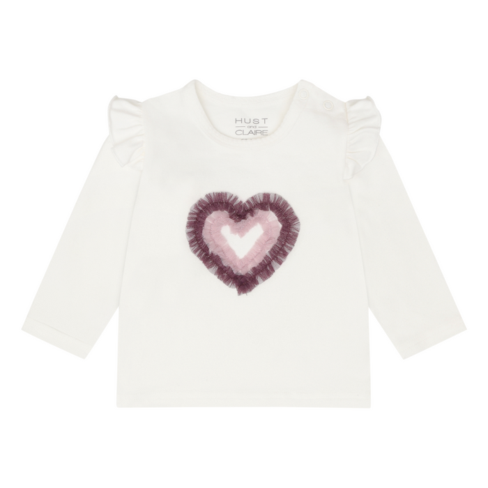 Hust and Claire - T-shirt met lange mouwen Anna heart - Ivory