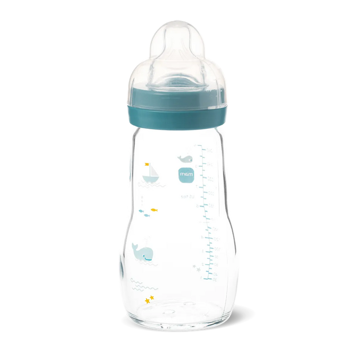 MAM - Feel Good Baby Bottle Glass 260ml mat blue