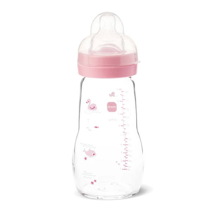 MAM - Feel Good Baby Bottle Glass 260ml mat pink