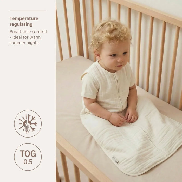 Meyco - Zomerslaapzak ongevoerd pre-washed hydrofiel 90 cm - Offwhite (TOG 0.5)