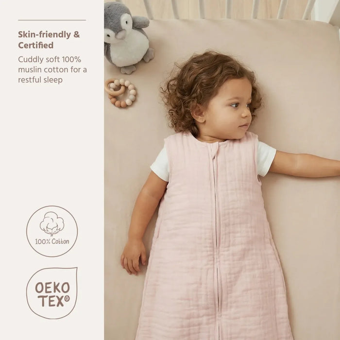 Meyco - Zomerslaapzak ongevoerd pre-washed hydrofiel 90 cm- Soft Pink (TOG 0.5)
