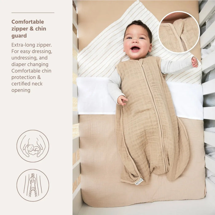 Meyco - Zomerslaapzak ongevoerd pre-washed hydrofiel 110 cm- Sand (TOG 0.5)