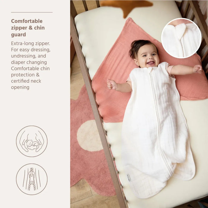 Meyco - Zomerslaapzak ongevoerd pre-washed hydrofiel 110 cm - Offwhite (TOG 0.5)