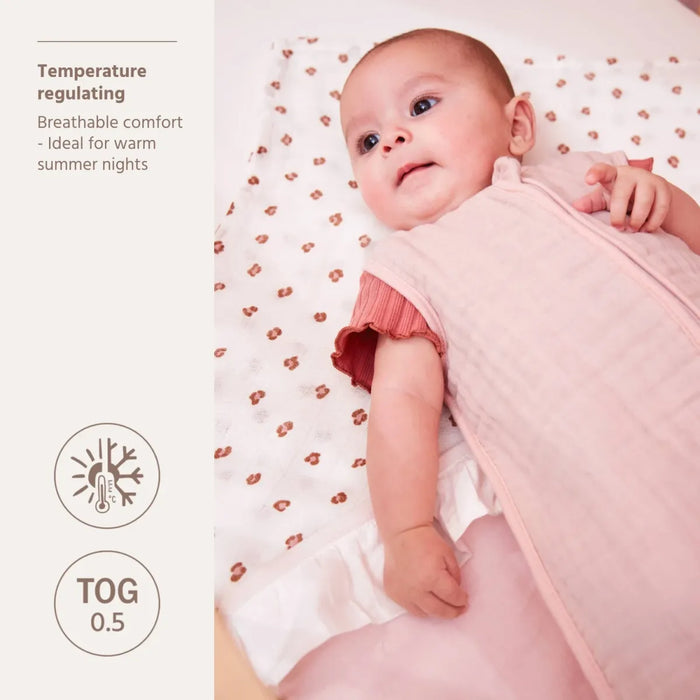 Meyco - Zomerslaapzak ongevoerd pre-washed hydrofiel 90 cm- Soft Pink (TOG 0.5)