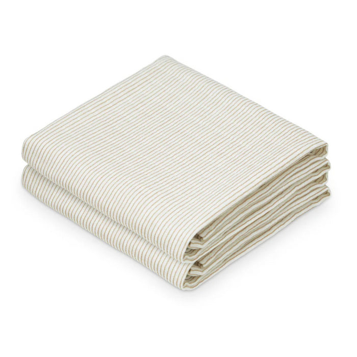 Camcam - Muslin Cloth, 2-pack - GOTS - Classic Stripes Camel (70x70cm)
