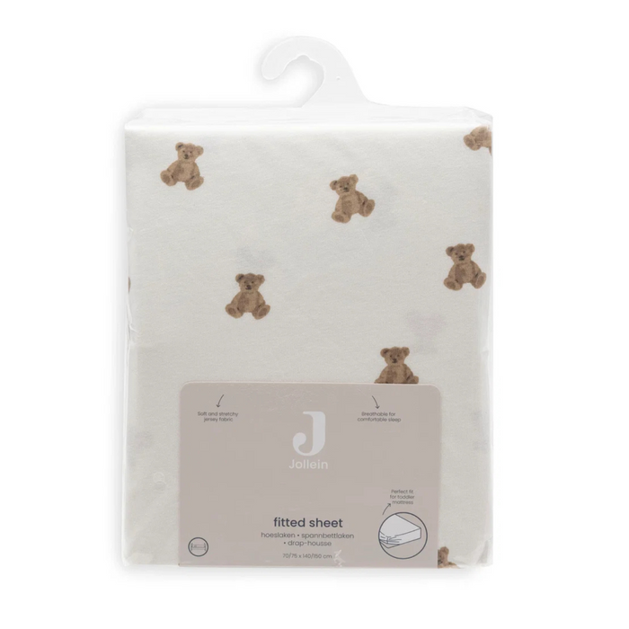 Jollein - Hoeslaken Jersey - Mini Teddy Bear 70x140