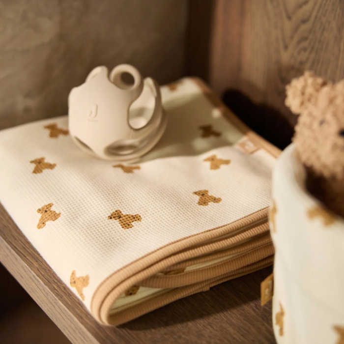 Jollein - Deken Wieg 75x100cm Mini Teddy Bear Little Waffle (TOG 1.0)