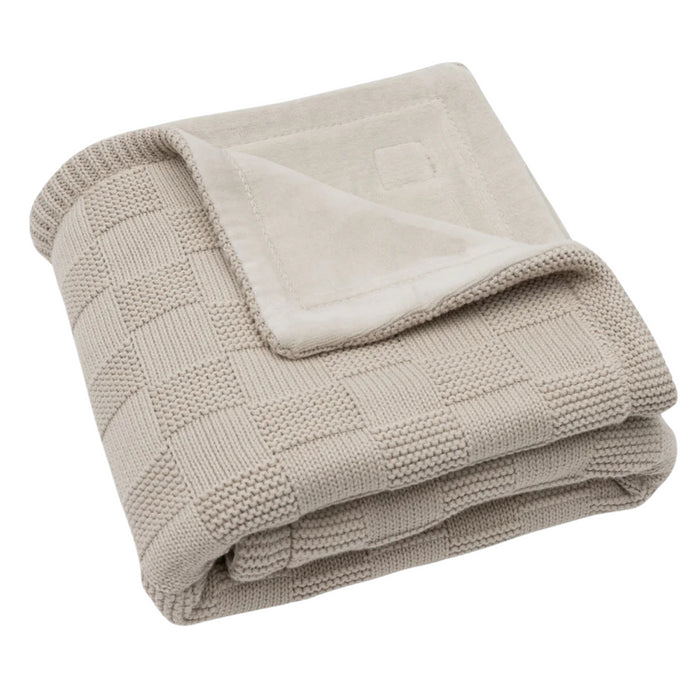 Jollein - Deken Wieg 75x100cm Box Knit Warm Sand//Velvet GOTS  (TOG 1,5)