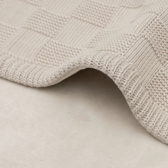 Jollein - Deken Wieg 75x100cm Box Knit Warm Sand//Velvet GOTS  (TOG 1,5)