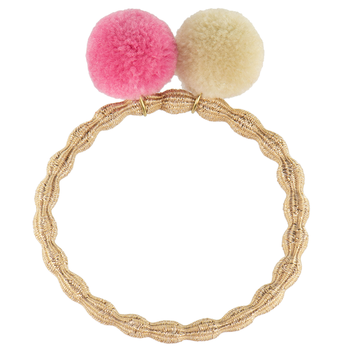 KKNEKKI - PomPom hair tie Beige glitter