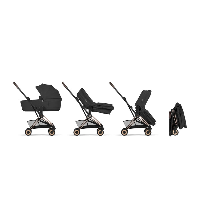 Cybex - COYA Comfort Rosegold incl. Foldable Carry Cot Sepia Black | black