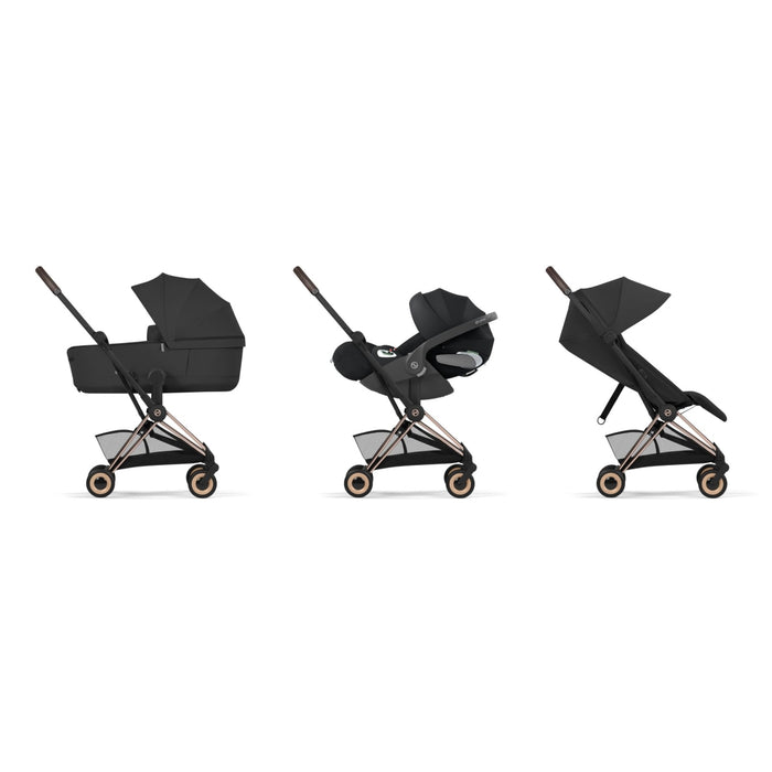 Cybex - COYA Comfort Rosegold incl. Foldable Carry Cot Sepia Black | black