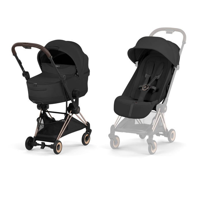 Cybex - COYA Comfort Rosegold incl. Foldable Carry Cot Sepia Black | black
