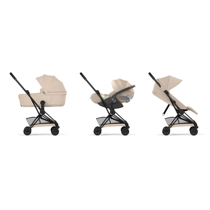 Cybex - COYA Comfort Matt Black incl. Foldable Carry Cot Cozy Beige | beige