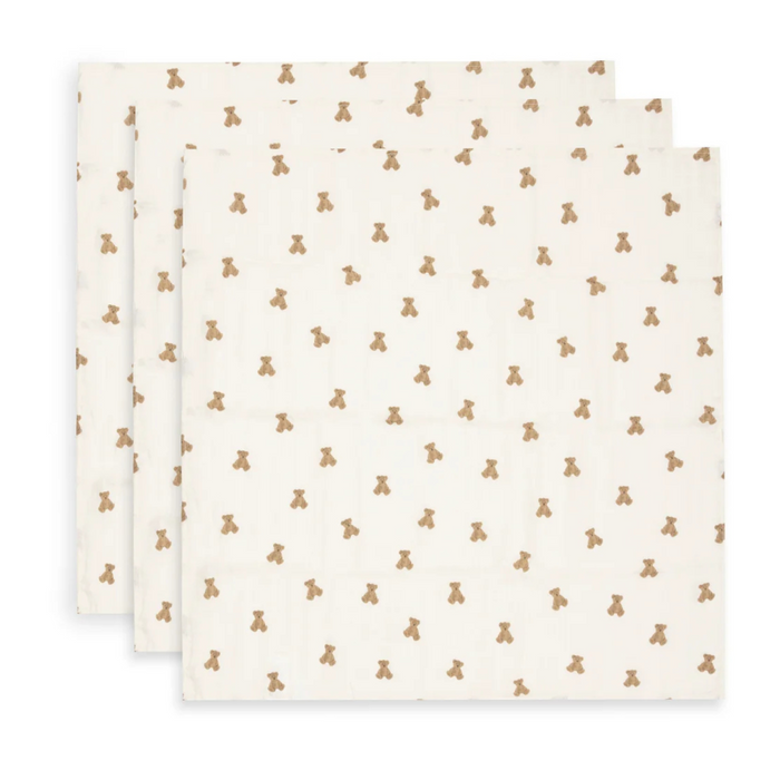Jollein - Hydrofiele Doek Small 70x70cm - Mini Teddy Bear - 3 Stuks
