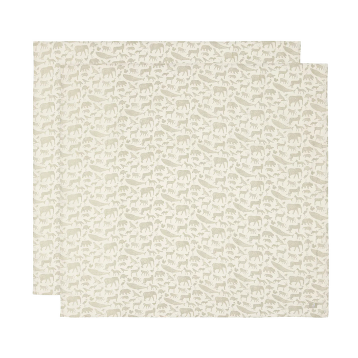 Jollein - Hydrofiele Doek Large 115x115cm Animals Olive (2pack)