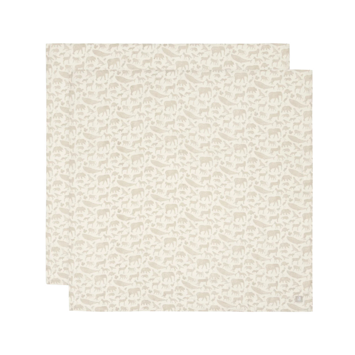 Jollein - Hydrofiele Doek Large 115x115cm Animals Nougat (2pack)
