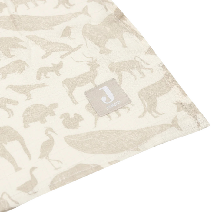 Jollein - Hydrofiele Doek Large 115x115cm Animals Nougat (2pack)