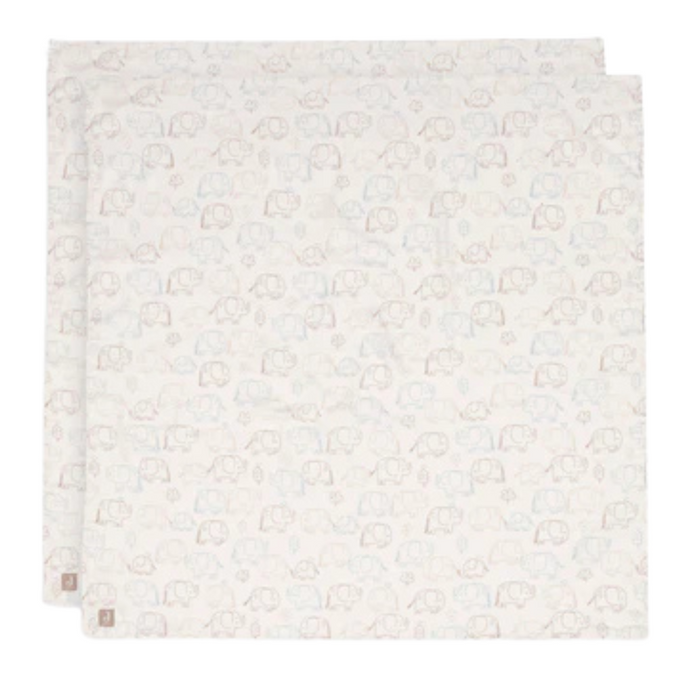 Jollein - Hydrofiele Doek Large Elephant Tales (2pack) 115x115cm