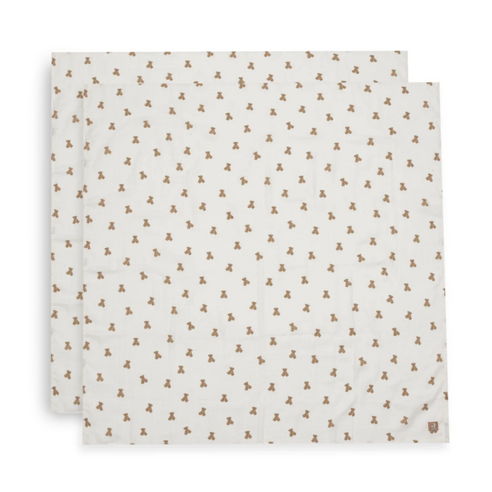 Jollein - Hydrofiele Doek Large 115x115cm - Mini Teddy Bear - 2 Stuks