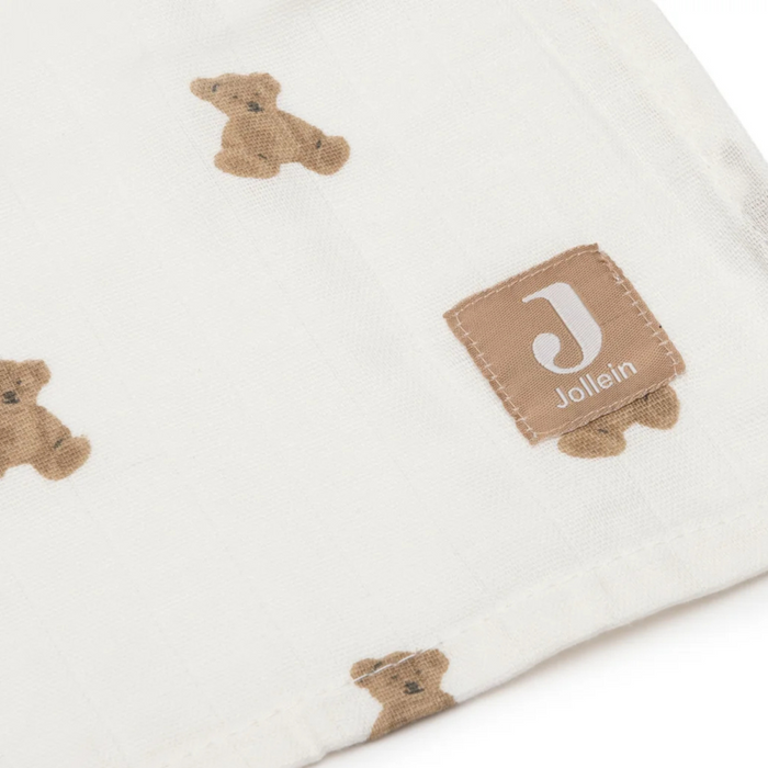 Jollein - Hydrofiele Doek Large 115x115cm - Mini Teddy Bear - 2 Stuks