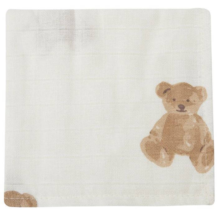 Jollein - Monddoekje Hydrofiel 31x31cm - Teddy Bear - 3 Stuks
