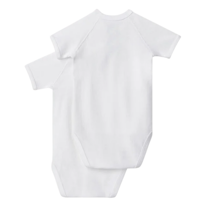 Petit Bateau - Set van 2 body's met korte mouwen en overslag - wit