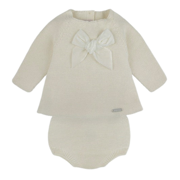 Condor - Velvet bow set (sweater + culotte)