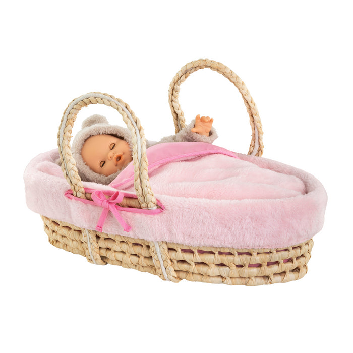 Corolle - Gevlochten draagmand Set voor Babypop - Roze