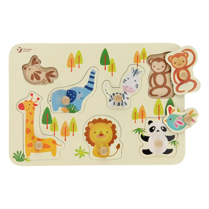 Classic World - Houten Noppenpuzzel Wilde Dieren