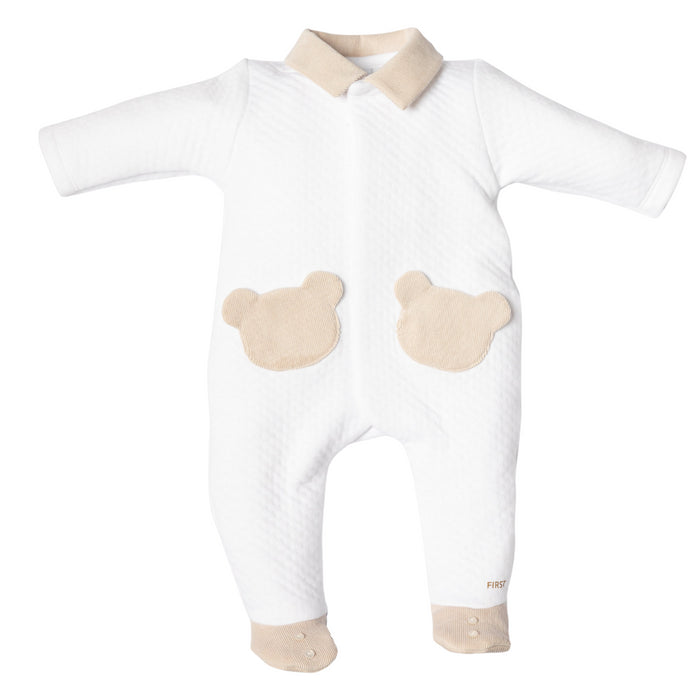 First - Babypakje London teddy pockets - White/beige