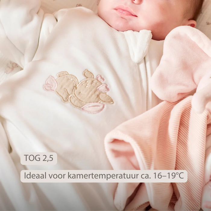 Nattou - FanFan Slaapzak in Wit Velours met Mouwen en Wanten (TOG 2,5)