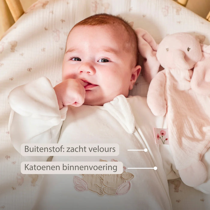 Nattou - FanFan Slaapzak in Wit Velours met Mouwen en Wanten (TOG 2,5)