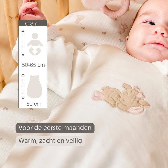 Nattou - FanFan Slaapzak in Wit Velours met Mouwen en Wanten (TOG 2,5)