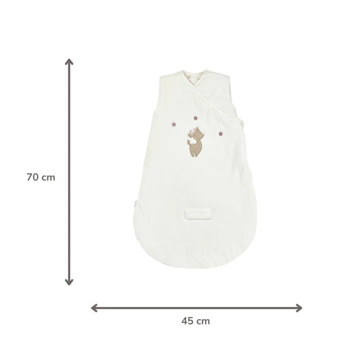 Nattou - FanFan Baby Slaapzak 70 cm - Slaapzak in Wit Velours zonder Mouwen - TOG 2,5