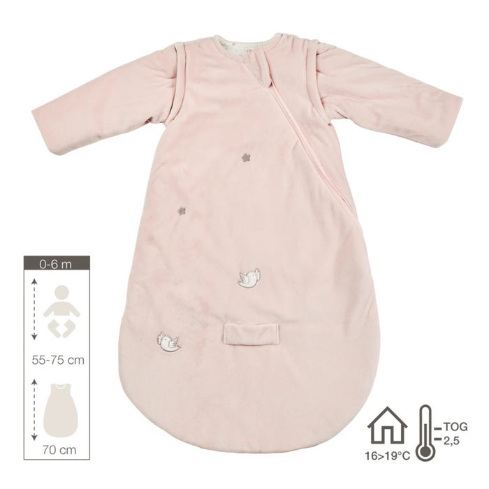Nattou - FanFan Baby Slaapzak 70 cm - Slaapzak in Roze Velours met Afneembare Mouwen - TOG 2,5