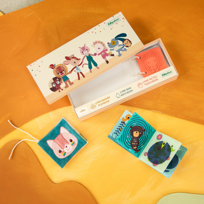 Lilliputiens - 3 sensorische boeken voor baby's - Tuin