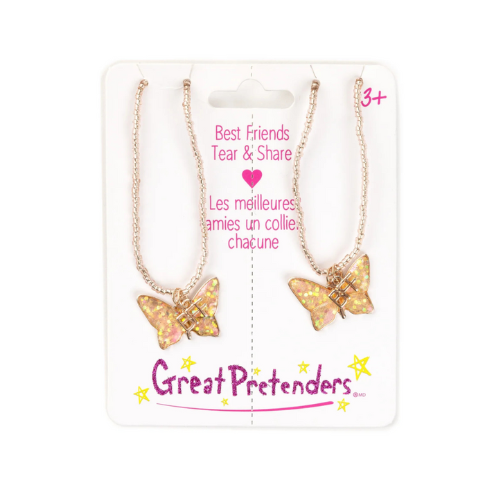 Great Pretenders - BFF Pink Butterfly Share and Tear Necklace Set (2 pcs)