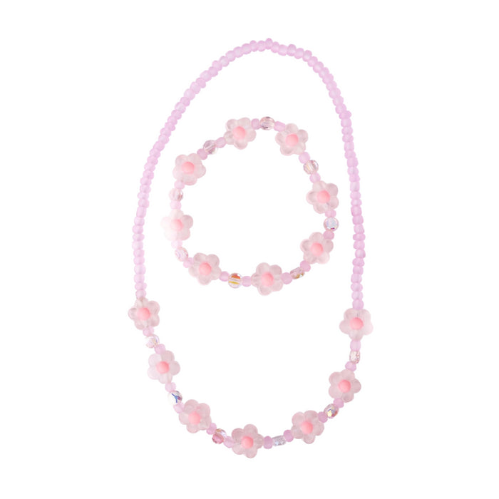 Great Pretenders - Pink Crystal Blooms Necklace & Bracelet Set (2 pcs)